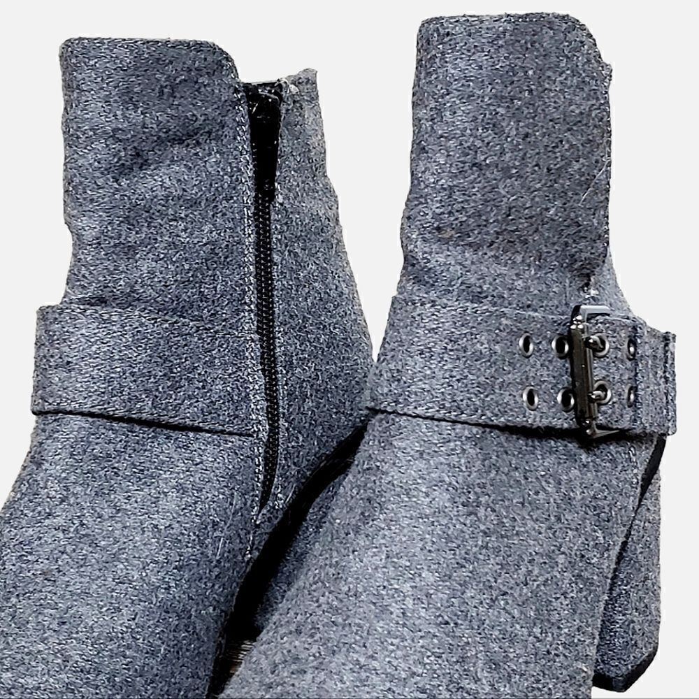 Muk Luks Womens Mae Booties Gray Size 6 Faux Fur Stacked Heel Buckle Accent - Picture 5 of 12
